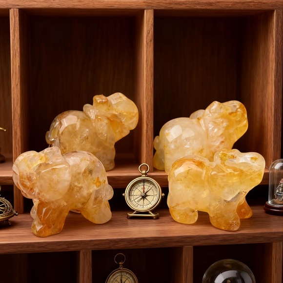 🆕New Citrine Crystal Gemstone Elephant Figurine 1.5” - Picture 2 of 5